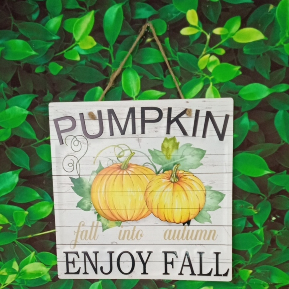🍂 Pumpkin Enjoy Fall Wall Sign - Yellow Pumpkin Home Decor